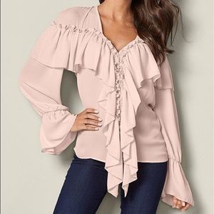 NEW VENUS CASCADING RUFFLE DETAIL BLOUSE